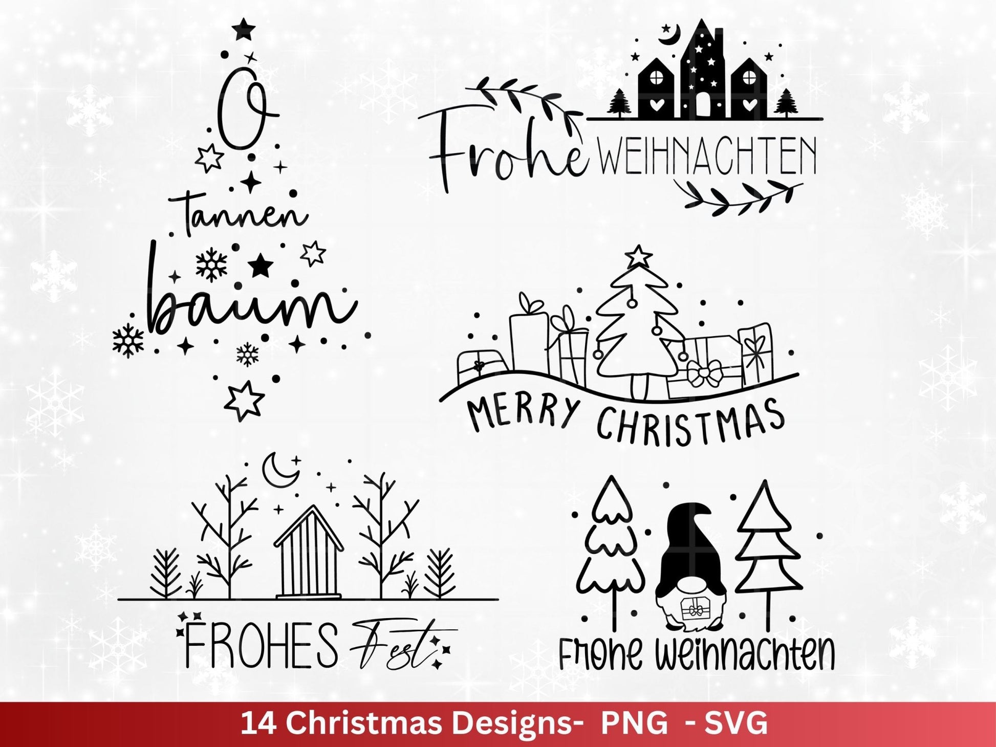 Deutsche Plotterdatei Weihnachten - Schriftzüge Weihnachten deutsch - Weihnachtshäuser - Plotterdatei Home - Winterzauber - Oh Tannenbaum - EmidaDesign