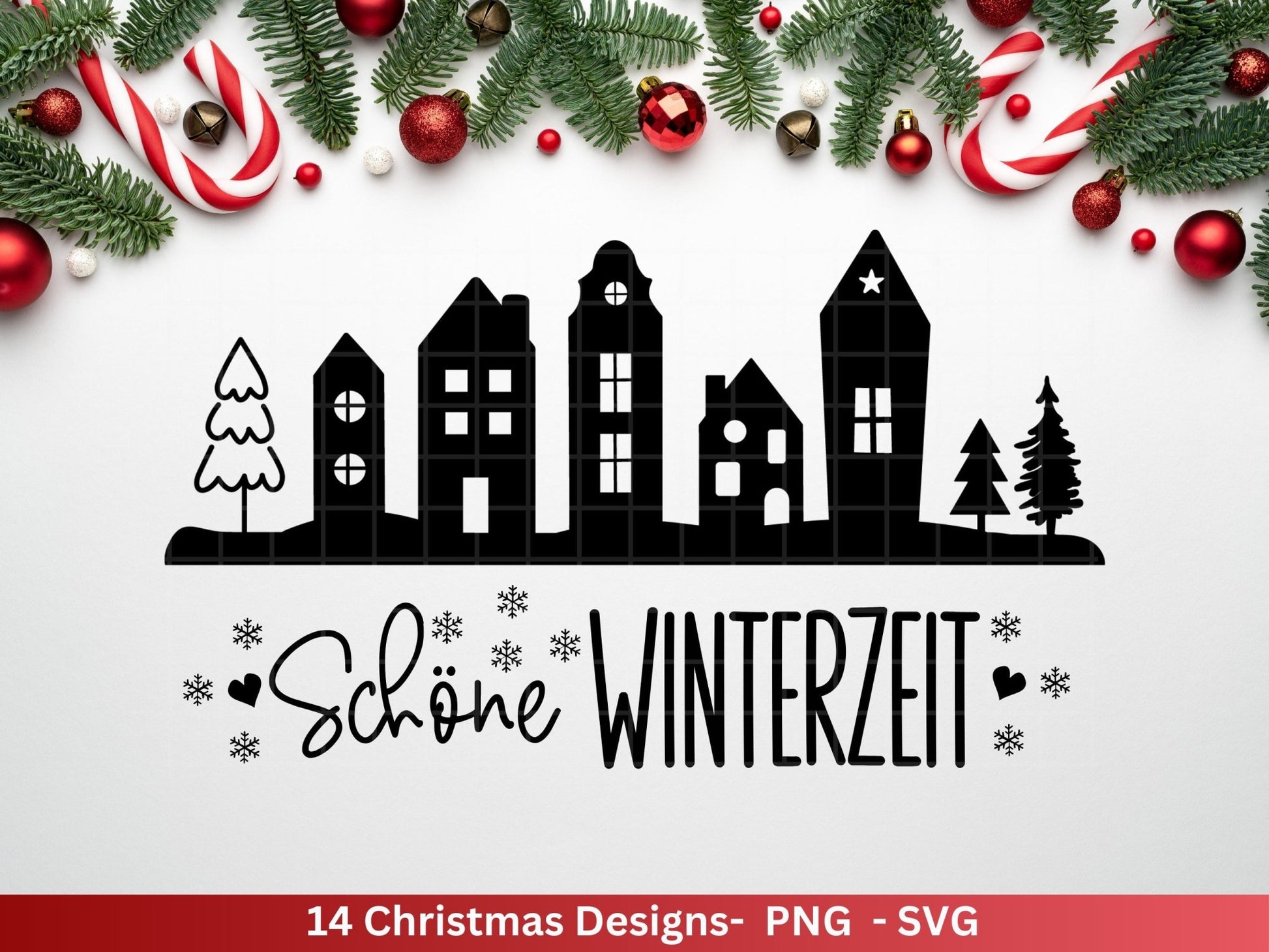 Deutsche Plotterdatei Weihnachten - Schriftzüge Weihnachten deutsch - Weihnachtshäuser - Plotterdatei Home - Winterzauber - Oh Tannenbaum - EmidaDesign