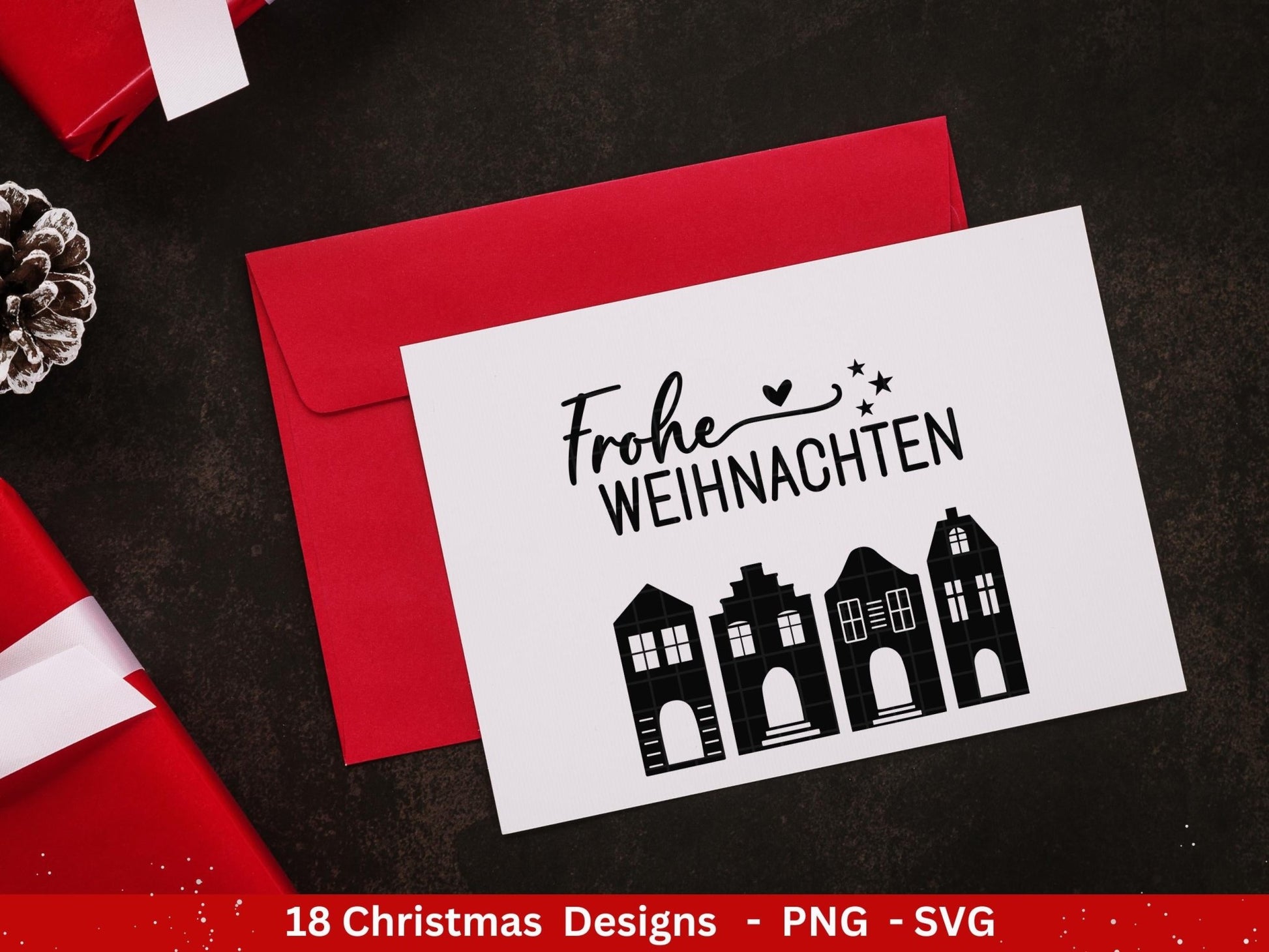 Deutsche Plotterdatei Weihnachten - Schriftzüge Weihnachten - Weihnachtshäuser - Frohe Weihnachten - Winterzauber - Tannenbaum - Digistamps - EmidaDesign