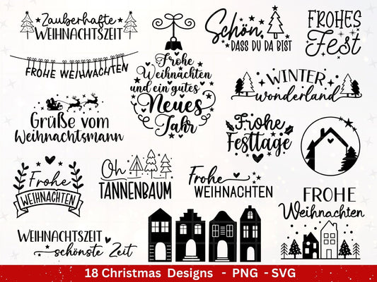 Deutsche Plotterdatei Weihnachten - Schriftzüge Weihnachten - Weihnachtshäuser - Frohe Weihnachten - Winterzauber - Tannenbaum - Digistamps - EmidaDesign