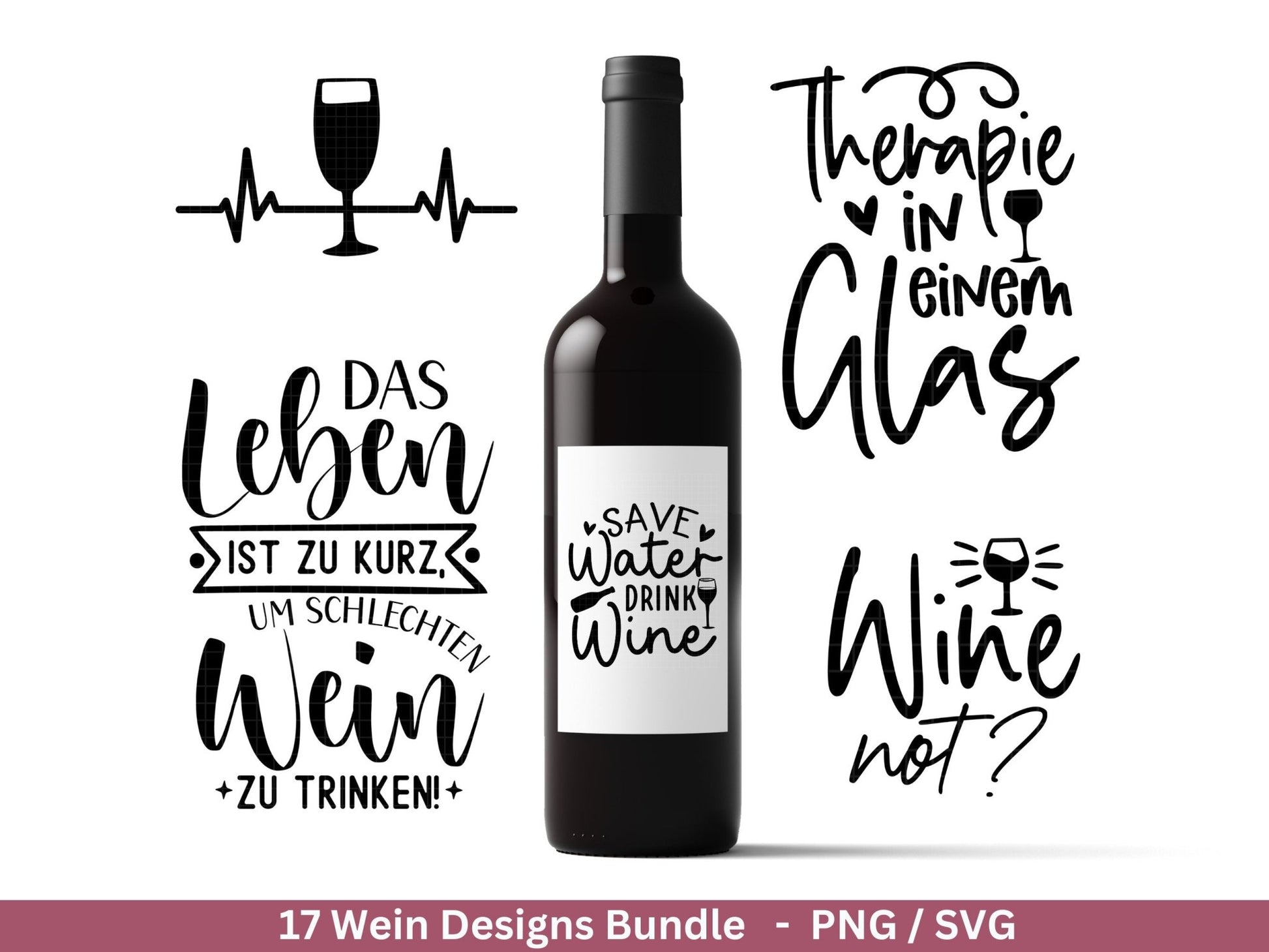 Deutsche Plotterdatei Wein Sprüche Bundle - Wein svg - Wein Sprüche Svg - Cricut Silhouette Studio Plotterdatei - Alcohol svg Untersetzer