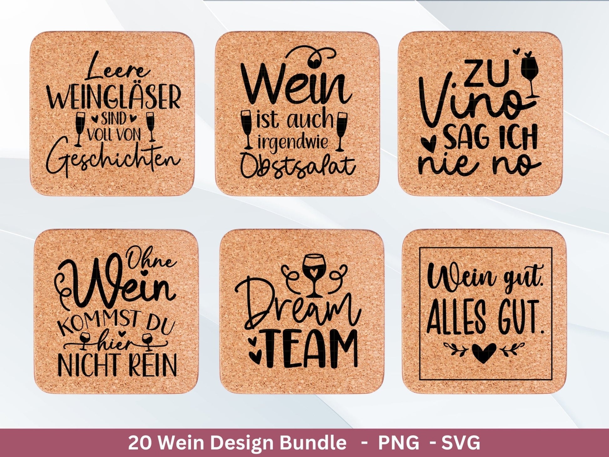 Deutsche Plotterdatei Wein Sprüche Bundle - Wein svg - Wein Sprüche Svg - Cricut Silhouette Studio Plotterdatei - Alcohol svg Untersetzer - EmidaDesign