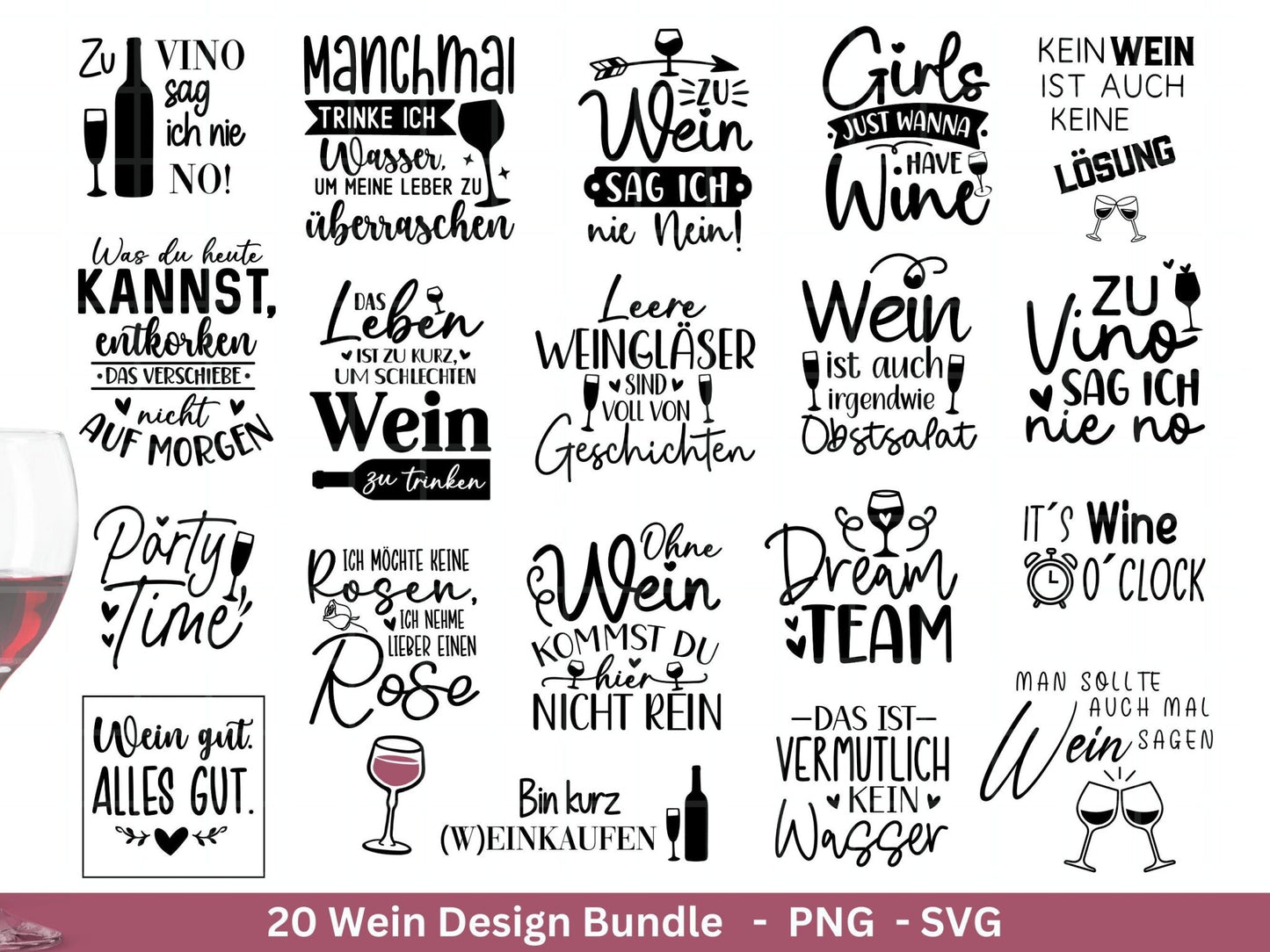 Deutsche Plotterdatei Wein Sprüche Bundle - Wein svg - Wein Sprüche Svg - Cricut Silhouette Studio Plotterdatei - Alcohol svg Untersetzer - EmidaDesign