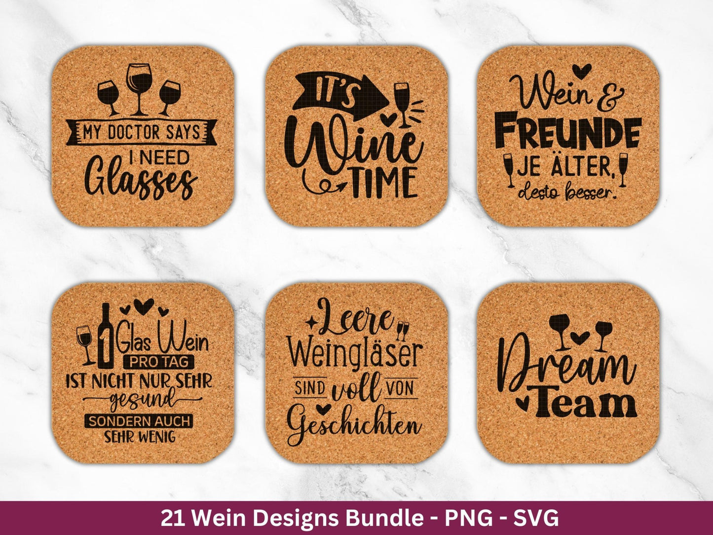 Deutsche Plotterdatei Wein Sprüche Bundle - Wein svg - Wein Sprüche Svg - Cricut Svg - Wine o clock - Alkohol svg - Untersetzer Sprüche - EmidaDesign