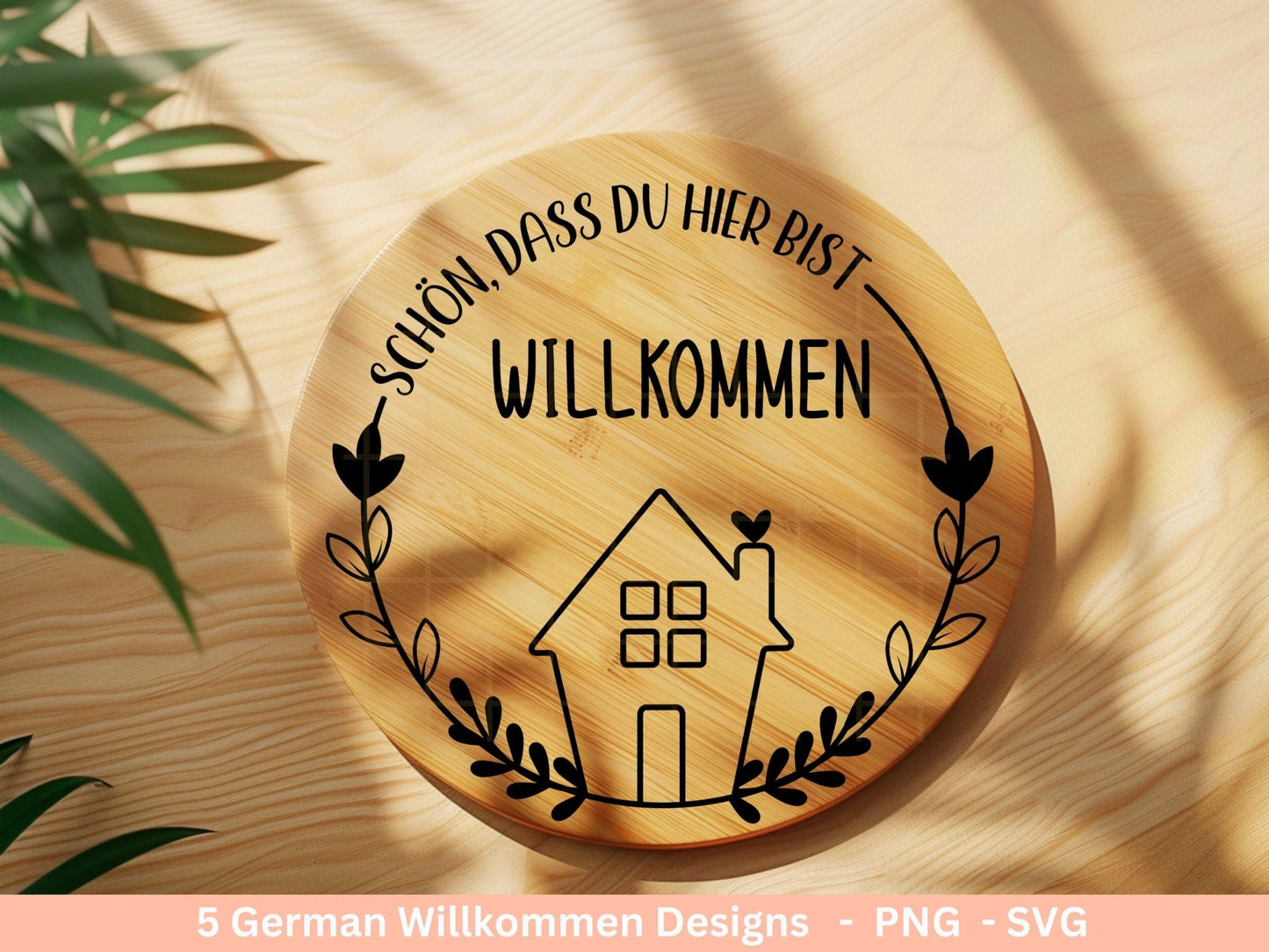 Deutsche Plotterdatei Willkommen - Frühling svg - Schön dass du da bist - Cricut Silhouette - Herzlich Willkommen Svg - Laserdatei Home - EmidaDesign