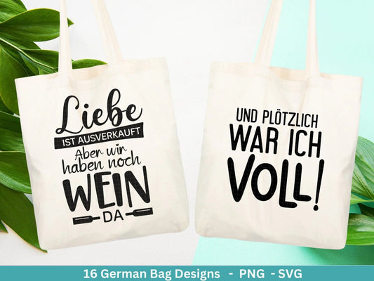 Deutsche Sprüche für Beutel Plotterdatei - Taschensprüche Bundle svg - Jutetasche plotten svg - Cricut Silhouette - Eine von den Juten