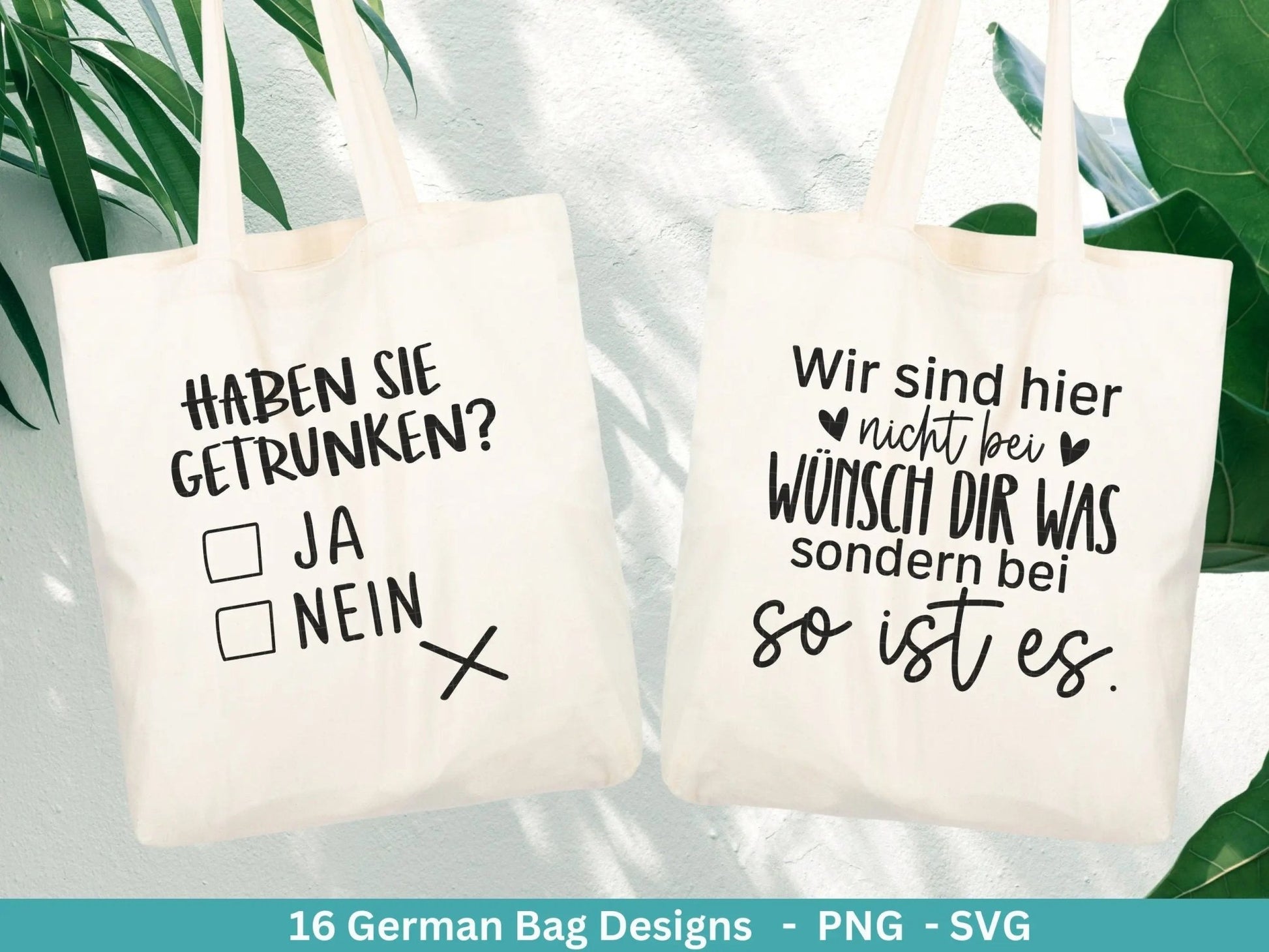 Deutsche Sprüche für Beutel Plotterdatei - Taschensprüche Bundle svg - Jutetasche plotten svg - Cricut Silhouette - Eine von den Juten