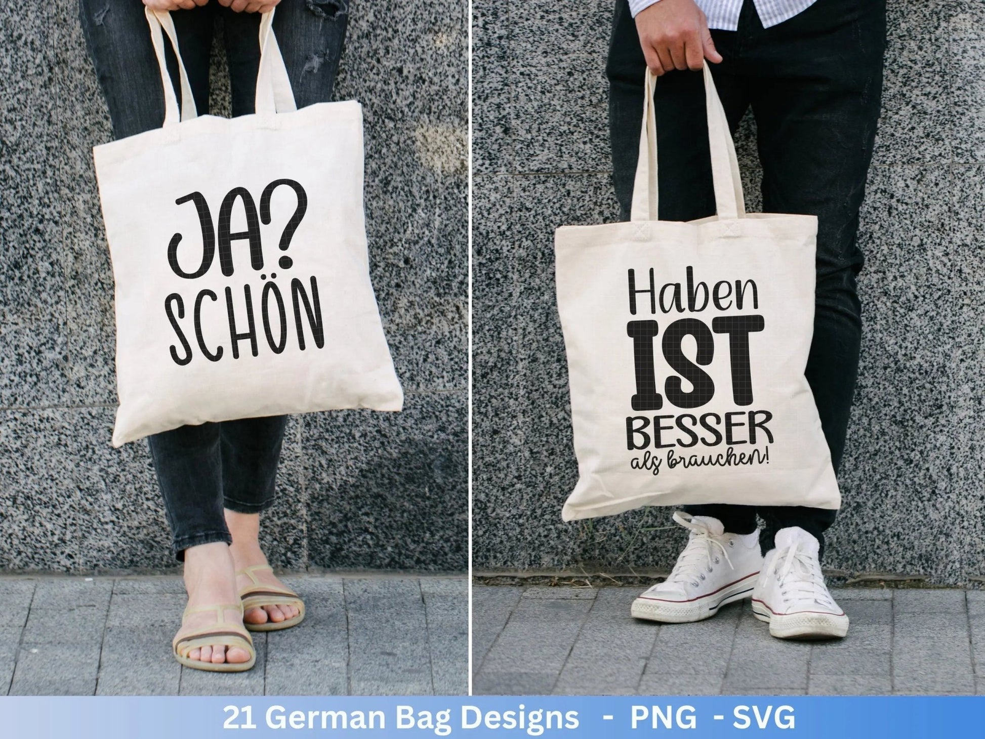 Deutsche Sprüche für Beutel Plotterdatei - Taschensprüche Bundle svg - Jutetasche plotten svg - Cricut Silhouette - Eine von den Juten