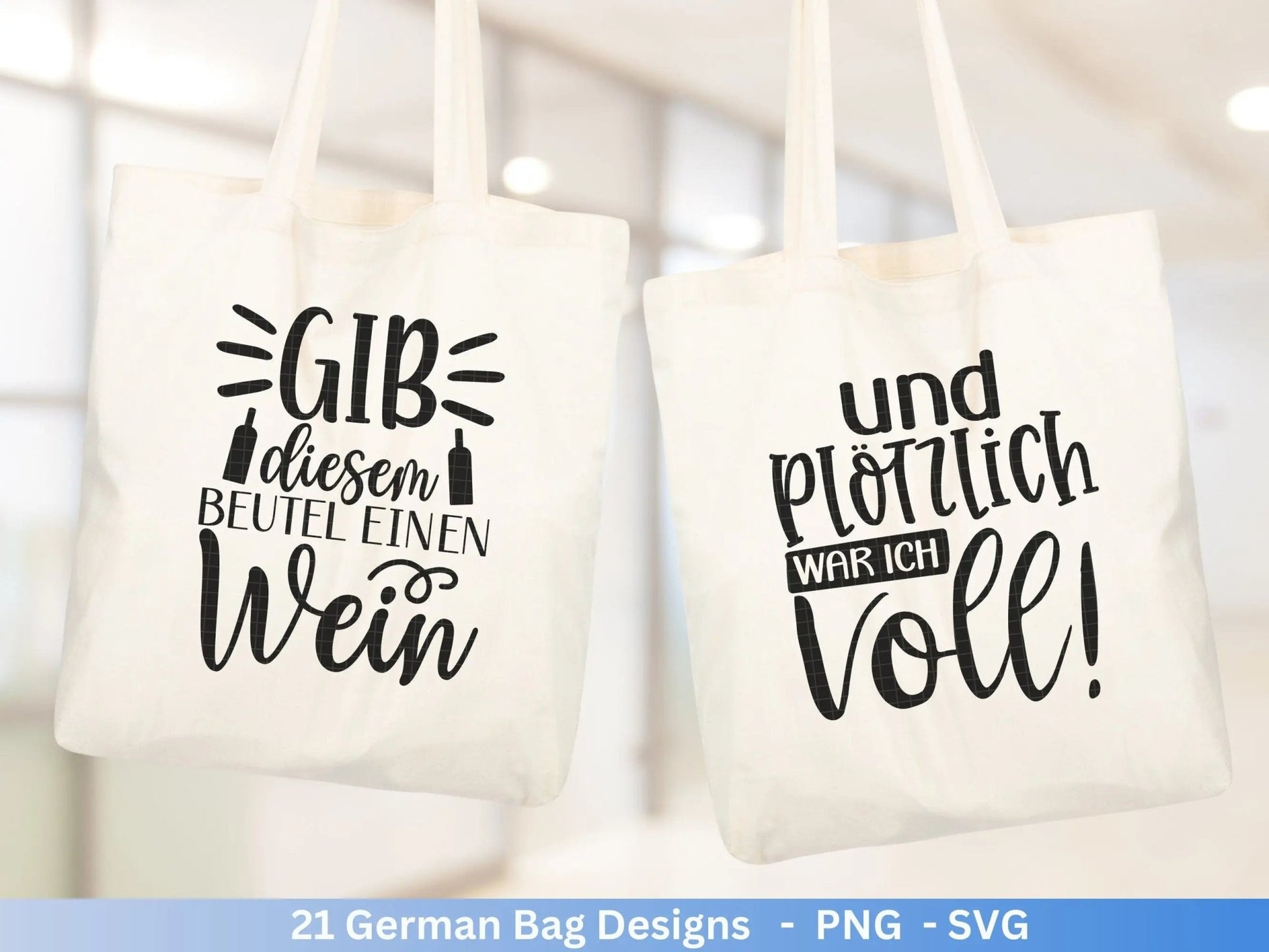 Deutsche Sprüche für Beutel Plotterdatei - Taschensprüche Bundle svg - Jutetasche plotten svg - Cricut Silhouette - Eine von den Juten