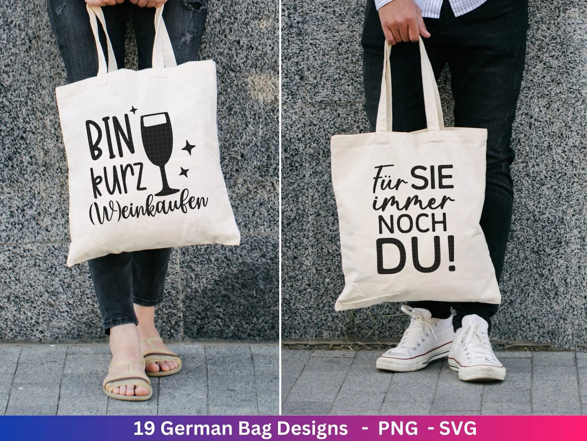 Deutsche Sprüche für Beutel Plotterdatei - Taschensprüche Bundle svg - Jutetasche plotten svg - Cricut Silhouette - Eine von den Juten