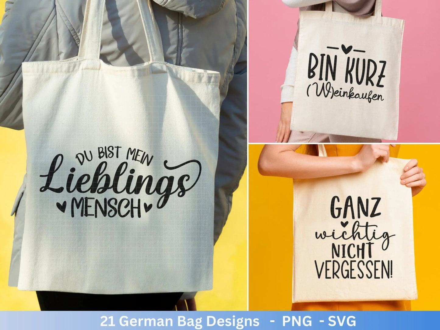 Deutsche Sprüche für Beutel Plotterdatei - Taschensprüche Bundle svg - Jutetasche plotten svg - Cricut Silhouette - Eine von den Juten