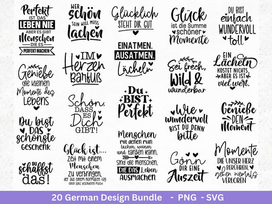 Deutsche Sprüche für Beutel Plotterdatei - Taschensprüche Bundle svg - Jutetasche plotten svg - Cricut Svg - Lustige Sprüche Svg - Geschenk - EmidaDesign