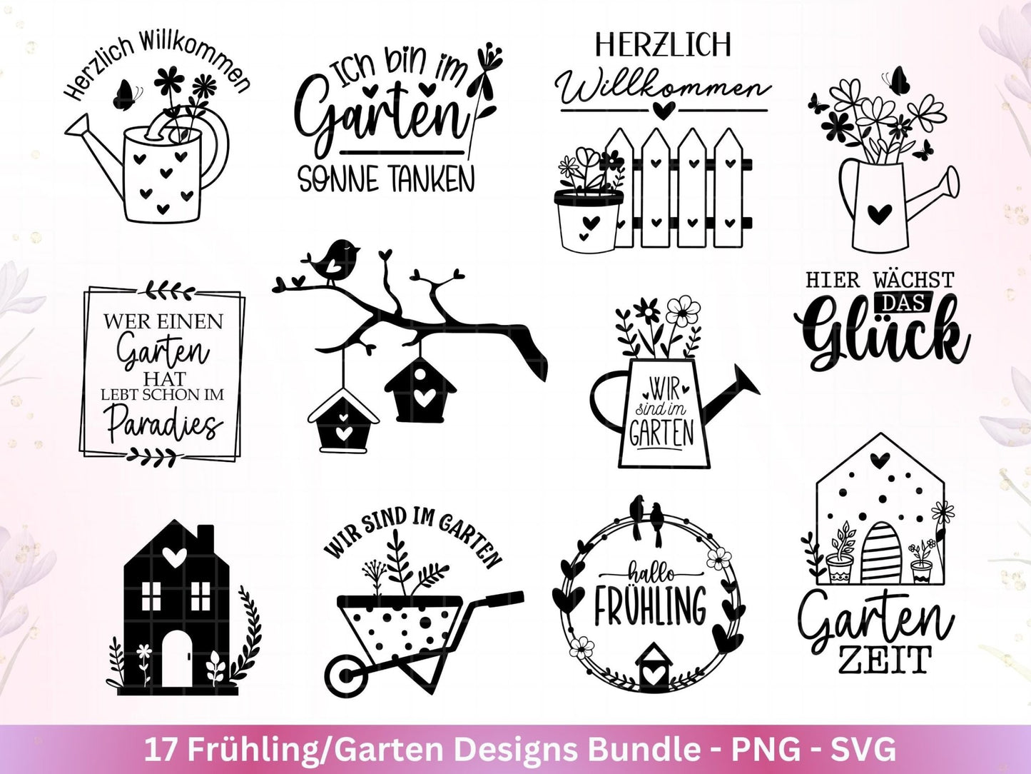 Frühling Plotterdatei - Garten Svg - Laserdatei Frühling - Cricut Svg - Ostern Svg - Frühling Svg - Schubkarre - Gartengeschenke - Home svg - EmidaDesign