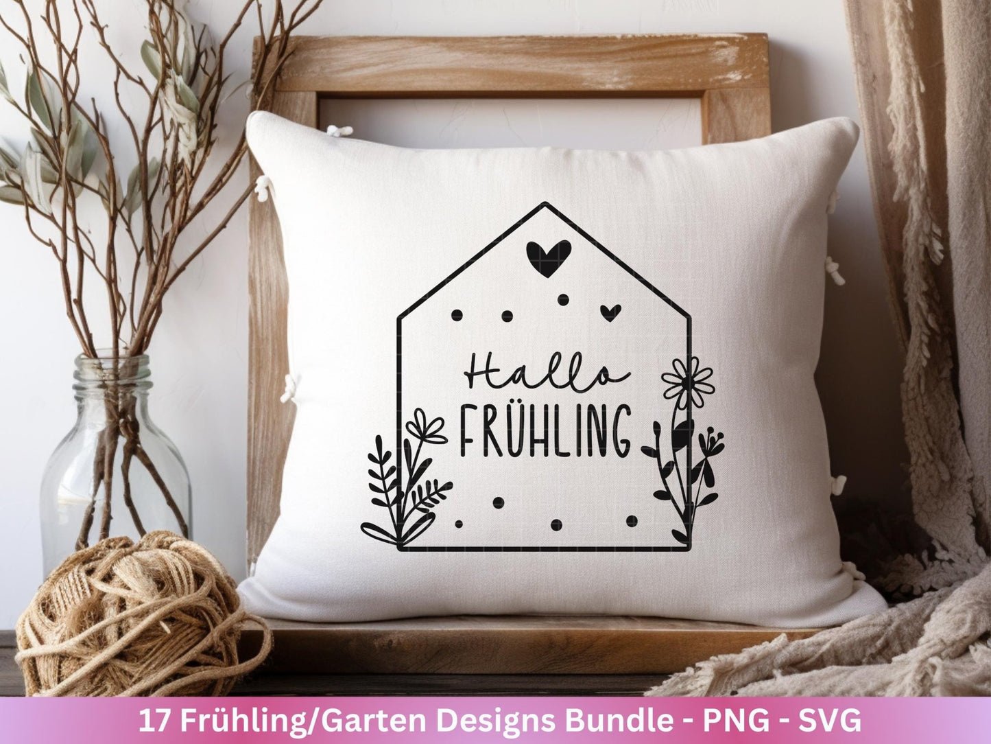 Frühling Plotterdatei - Garten Svg - Laserdatei Frühling - Cricut Svg - Ostern Svg - Frühling Svg - Schubkarre - Gartengeschenke - Home svg - EmidaDesign