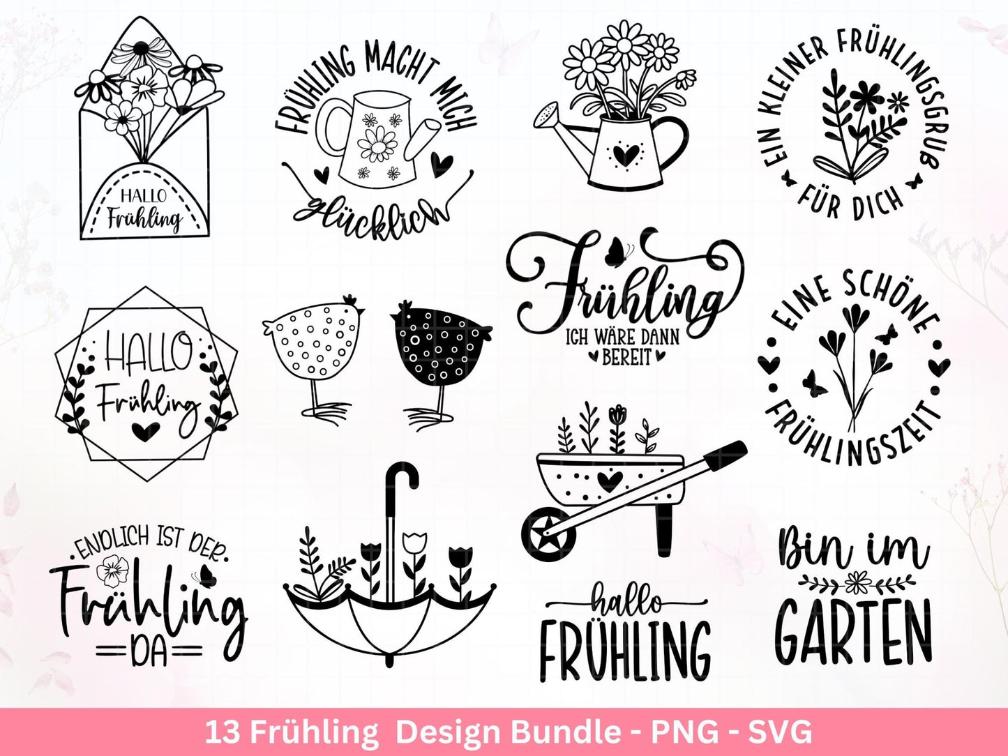 Frühling Plotterdatei - Hallo Frühling - Laserdatei Frühling - Cricut Svg - Ostern Svg - Frühling to go - Frühlings Bundle - Frühling Svg - EmidaDesign