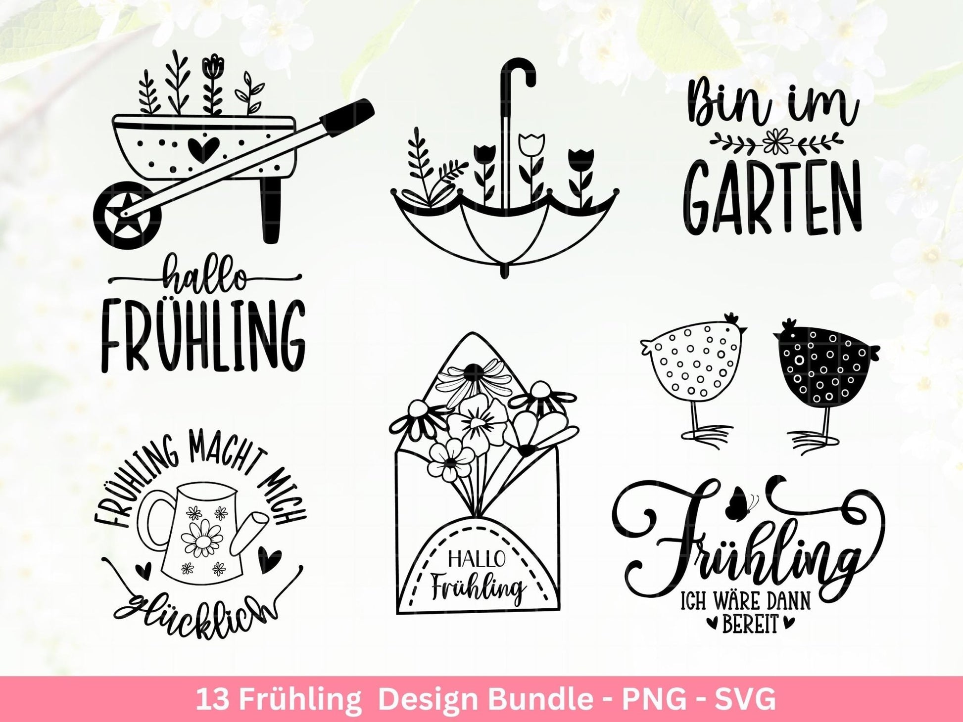 Frühling Plotterdatei - Hallo Frühling - Laserdatei Frühling - Cricut Svg - Ostern Svg - Frühling to go - Frühlings Bundle - Frühling Svg - EmidaDesign