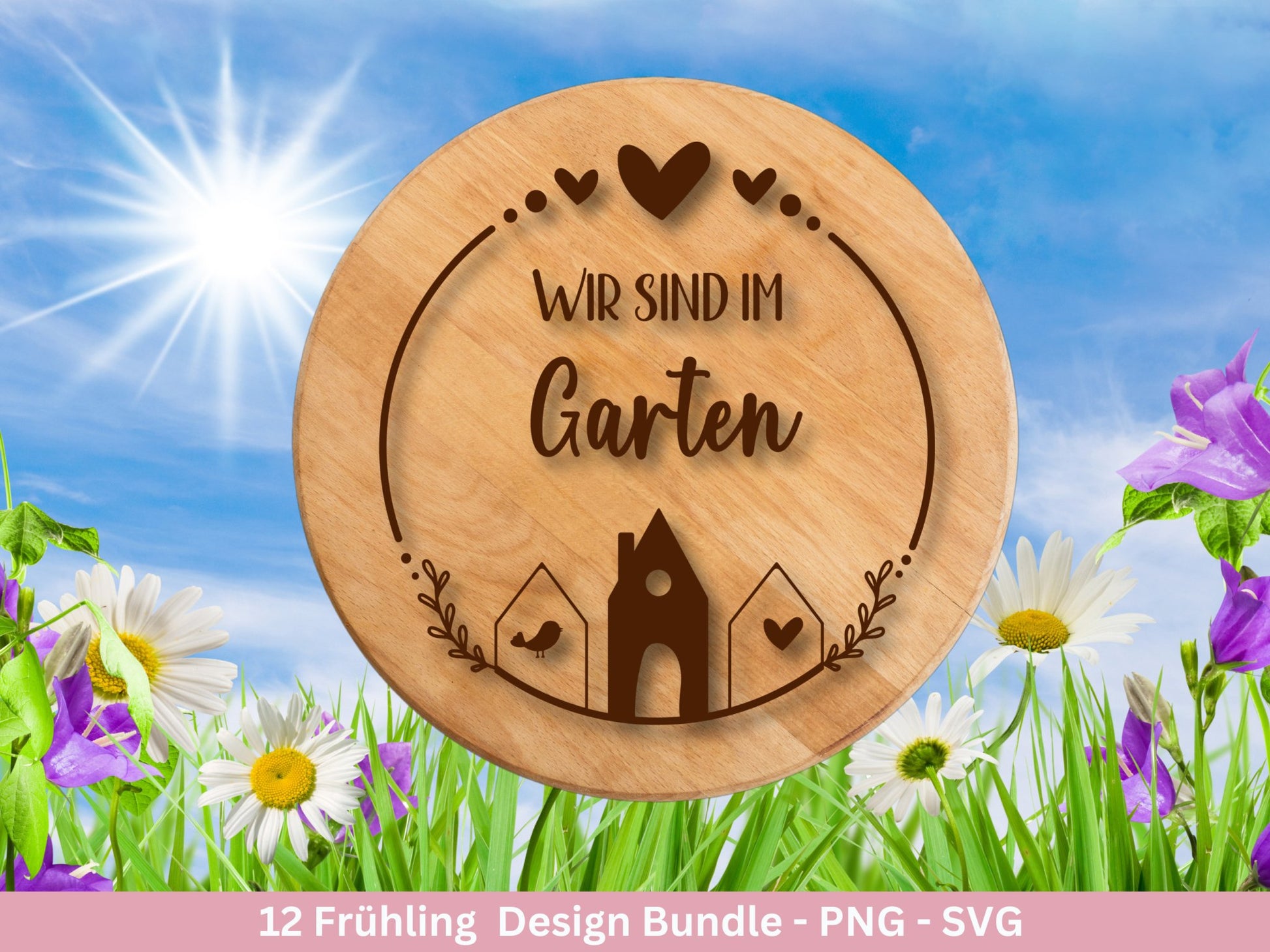 Frühling Plotterdatei - Hallo Frühling - Laserdatei Frühling - Cricut Svg - Ostern Svg - Ostergeschenk - Deutsche Schriftzüge - Frühling Svg - EmidaDesign