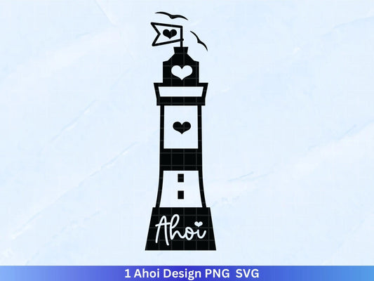 German Ahoi Plotterdatei - Maritim svg - Nautical Clipart - Leuchtturm svg - Möwen svg - Wilkommen im Norden svg - Moin - Cricut Silhouette