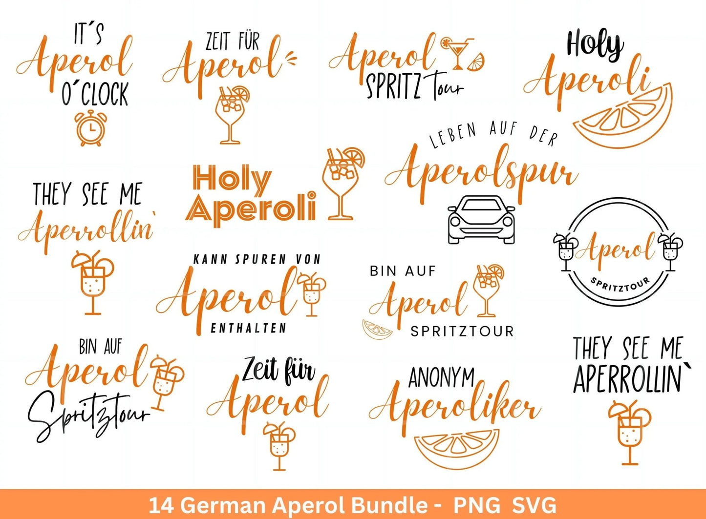 German Aperol svg png Bundle - Holy Aperoli svg - Aperol Spritztour svg - Cricut Silhouette Studio Plotterdatei SVG - Digital - Shirt svg