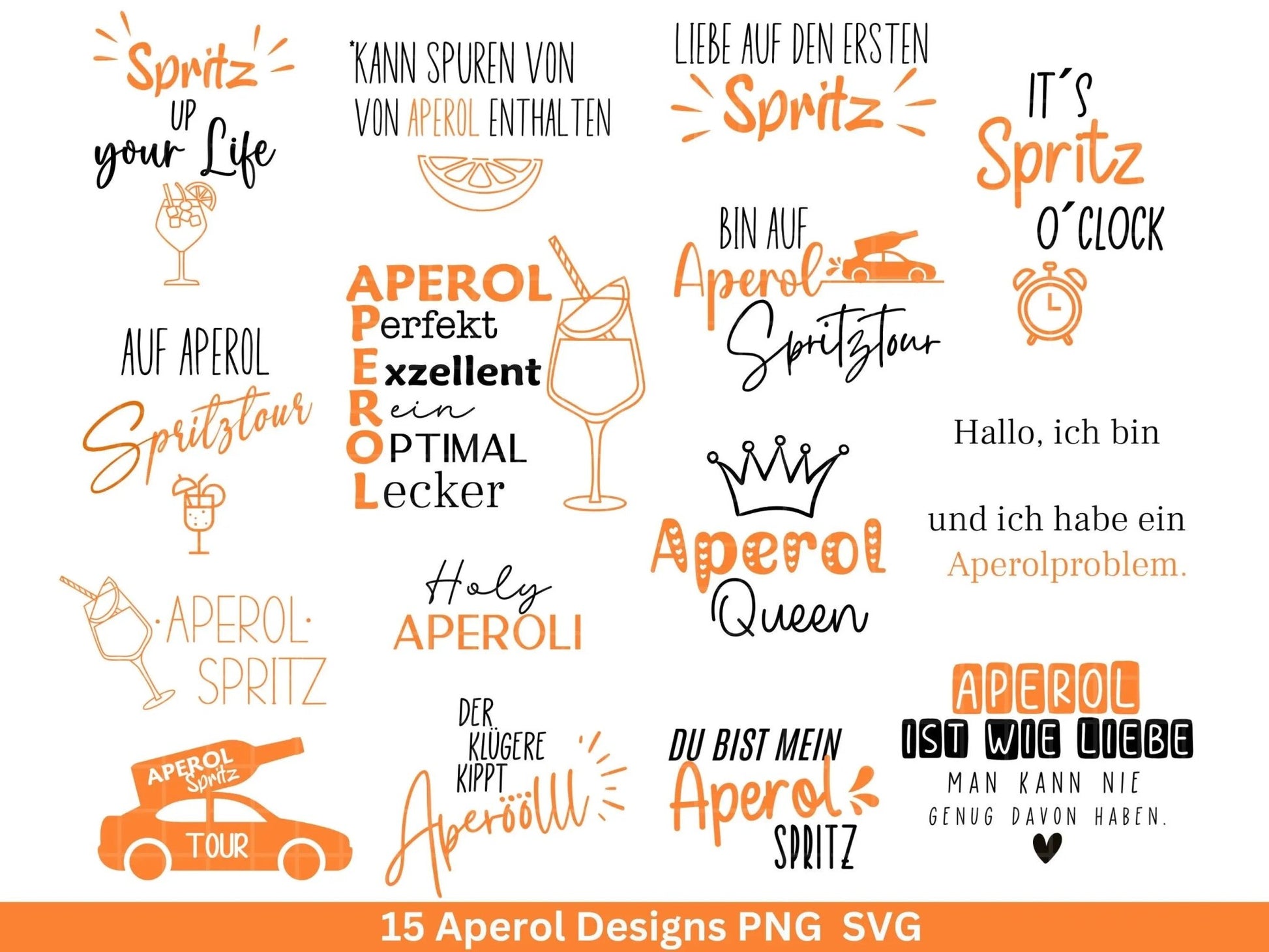 German Aperol svg png Bundle - Holy Aperoli svg - Aperol Spritztour svg - Cricut Silhouette Studio Plotterdatei SVG - Digital - Shirt svg