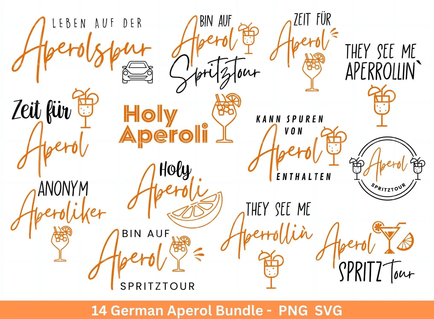 German Aperol svg png Bundle - Holy Aperoli svg - Aperol Spritztour svg - Cricut Silhouette Studio Plotterdatei SVG - Digital - Shirt svg