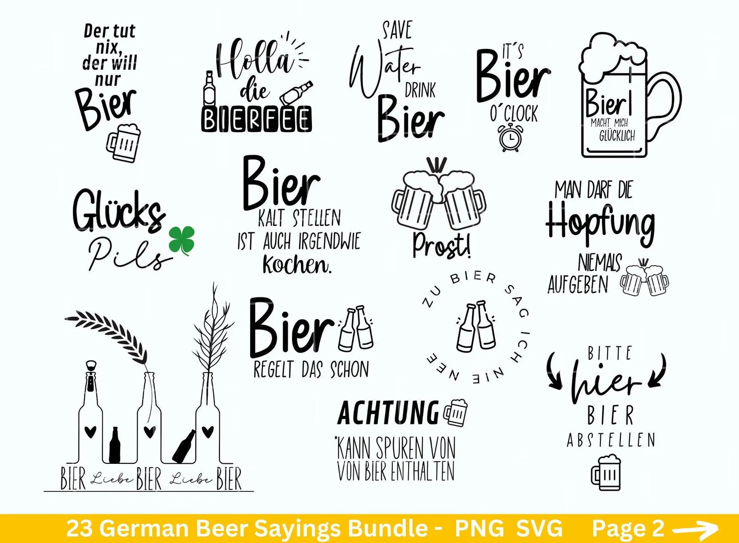 German Bier Sprüche svg png Bundle - Alkohol svg - drinks svg - Cricut Silhouette Studio Plotterdatei SVG - deutsche Sprüche svg - Bier svg