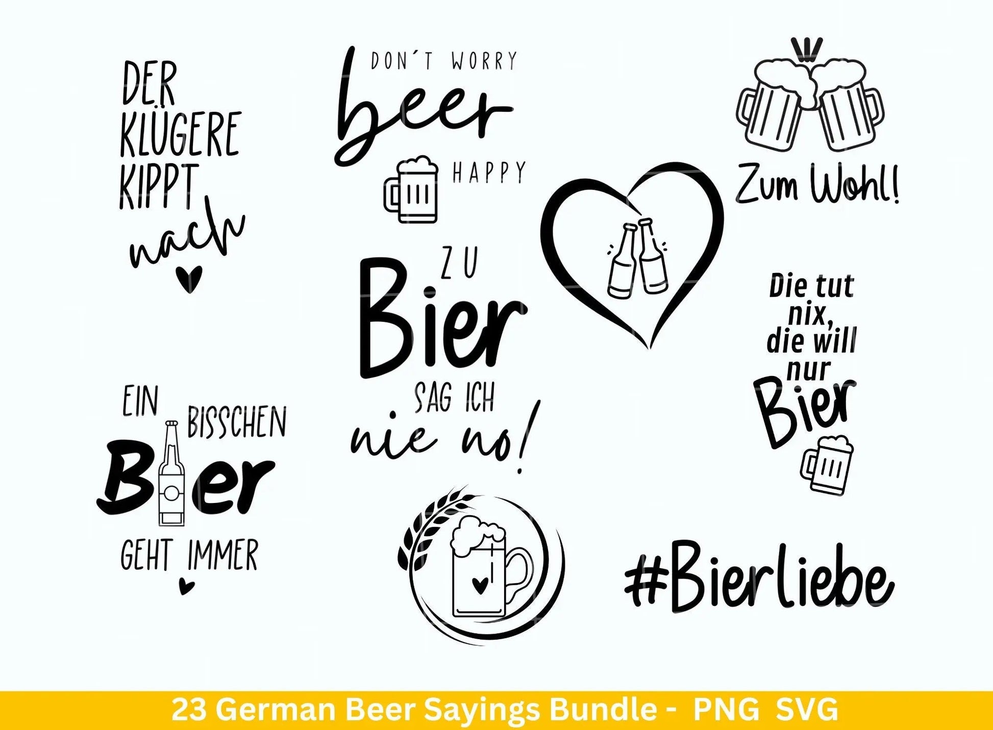 German Bier Sprüche svg png Bundle - Alkohol svg - drinks svg - Cricut Silhouette Studio Plotterdatei SVG - deutsche Sprüche svg - Bier svg