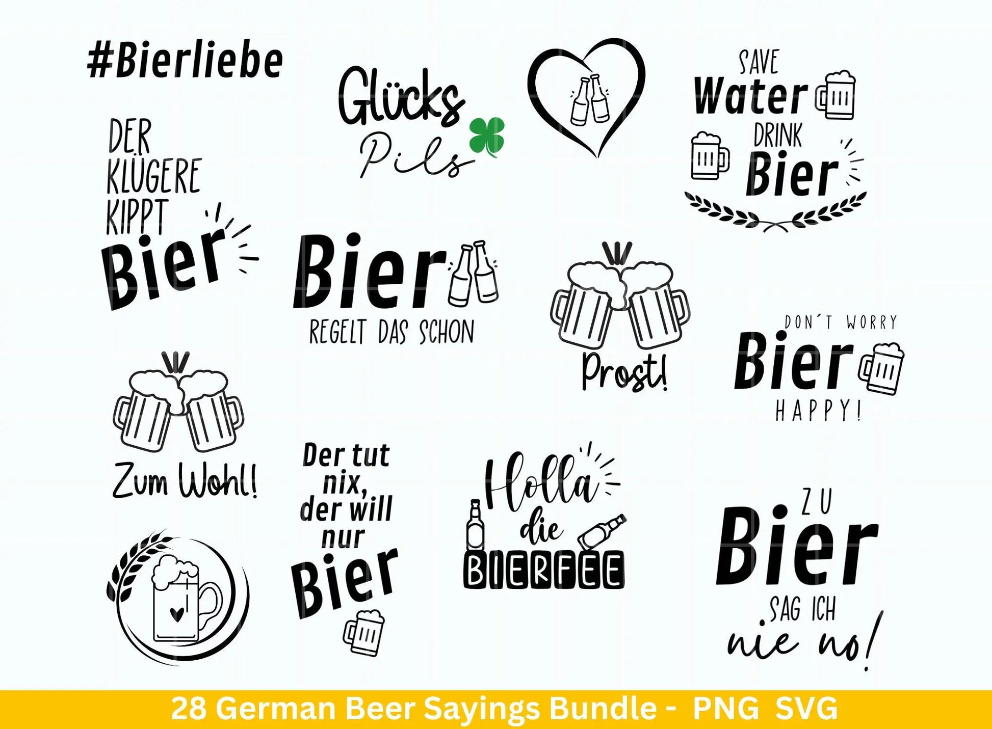 German Bier Sprüche svg png Bundle - Alkohol svg - drinks svg - Cricut Silhouette Studio Plotterdatei SVG - deutsche Sprüche svg - Bier svg