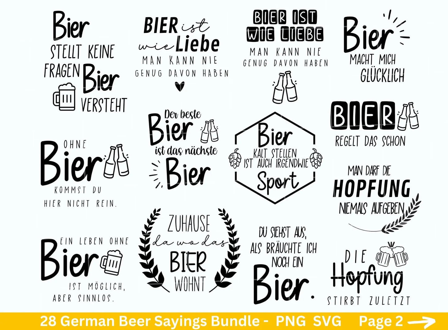 German Bier Sprüche svg png Bundle - Alkohol svg - drinks svg - Cricut Silhouette Studio Plotterdatei SVG - deutsche Sprüche svg - Bier svg