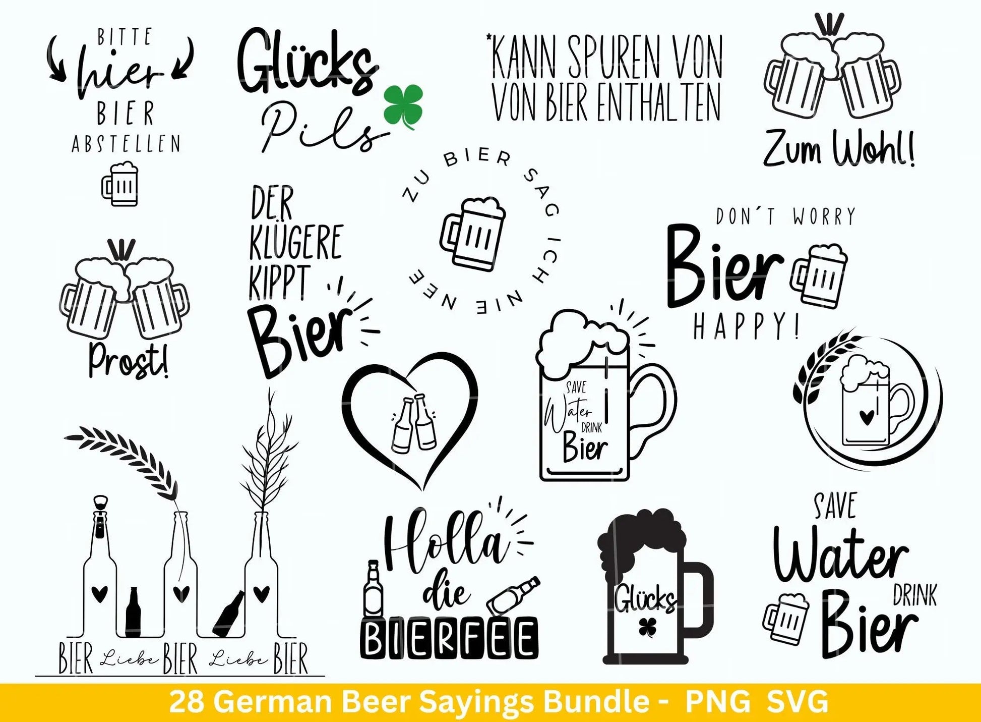 German Bier Sprüche svg png Bundle - Alkohol svg - drinks svg - Cricut Silhouette Studio Plotterdatei SVG - deutsche Sprüche svg - Bier svg