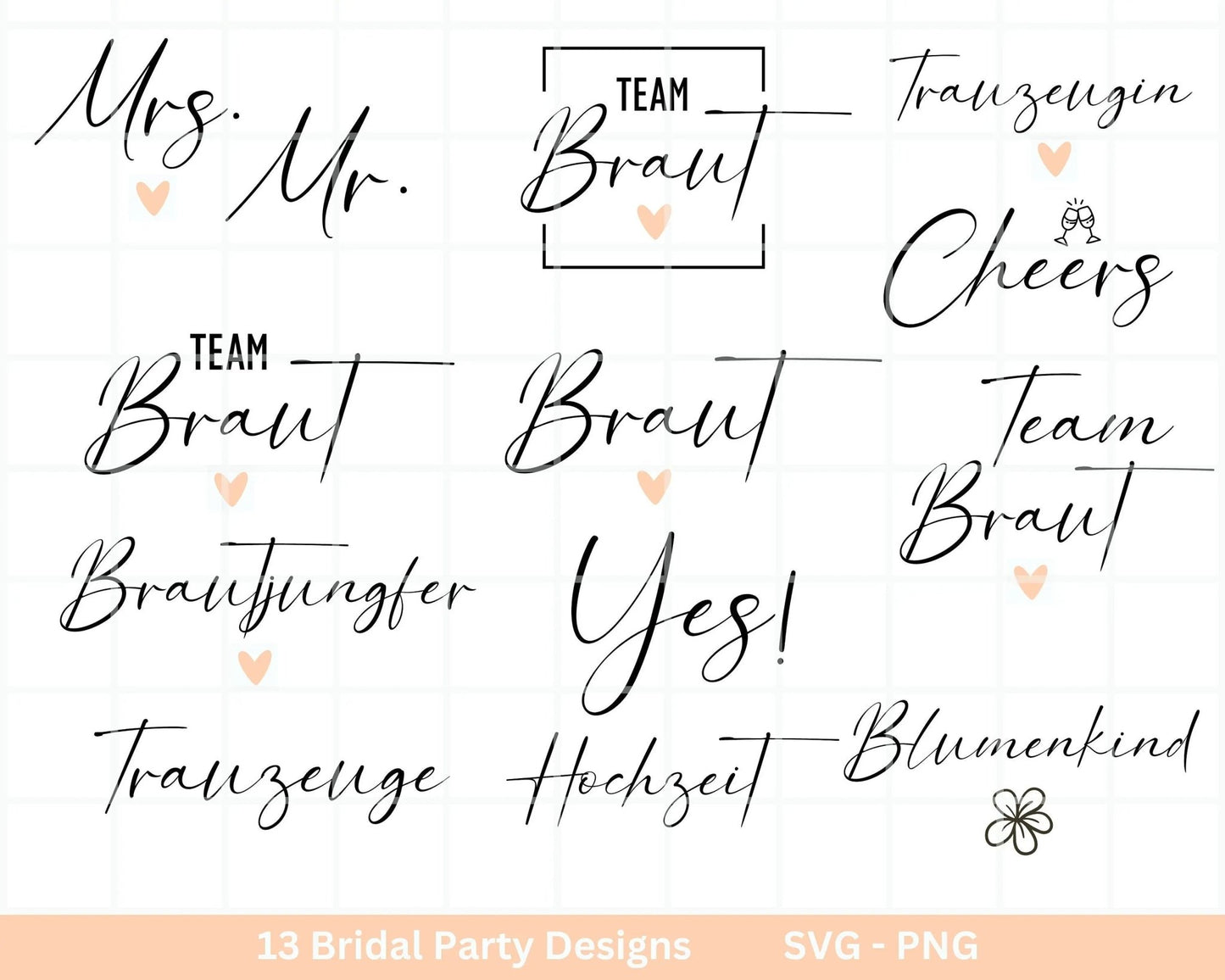 German Bride SVG Bundle - Hochzeit Party - Brautjungfer - JGA - Verlobungsfeier- Cricut Silhouette Studio Plotterdatei SVG - Bride Shirts