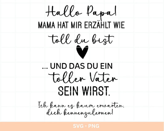 German Du wirst Vater Svg png - Vater geschenk - Babybody svg - Vatertag Svg - Geschenk zur Geburt - Cricut Silhouette Studio Plotterdatei