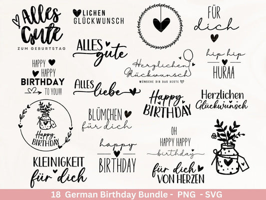 German Geburtstag Plotterdatei Bundle svg - Geburtstagssprüche deutsch - Geburtstag Cricut Silhouette - Geburtstag Schriftzüge - Digistamp