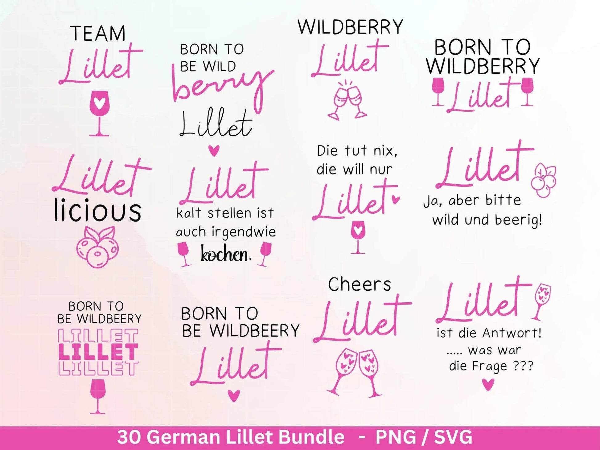 German Lillet svg png Bundle - Wildberry Lillet svg - Alcohol svg - Cricut Silhouette Studio Plotterdatei SVG - Digital - Shirt Design svg