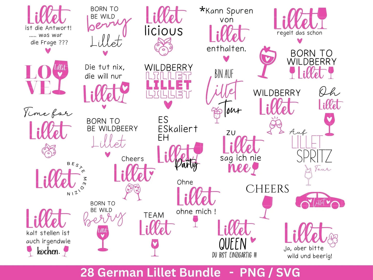 German Lillet svg png Bundle - Wildberry Lillet svg - Alcohol svg - Cricut Silhouette Studio Plotterdatei SVG - Digital - Shirt Design svg