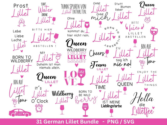 German Lillet svg png Bundle - Wildberry Lillet svg - Alcohol svg - Cricut Silhouette Studio Plotterdatei SVG - Digital - Shirt Design svg