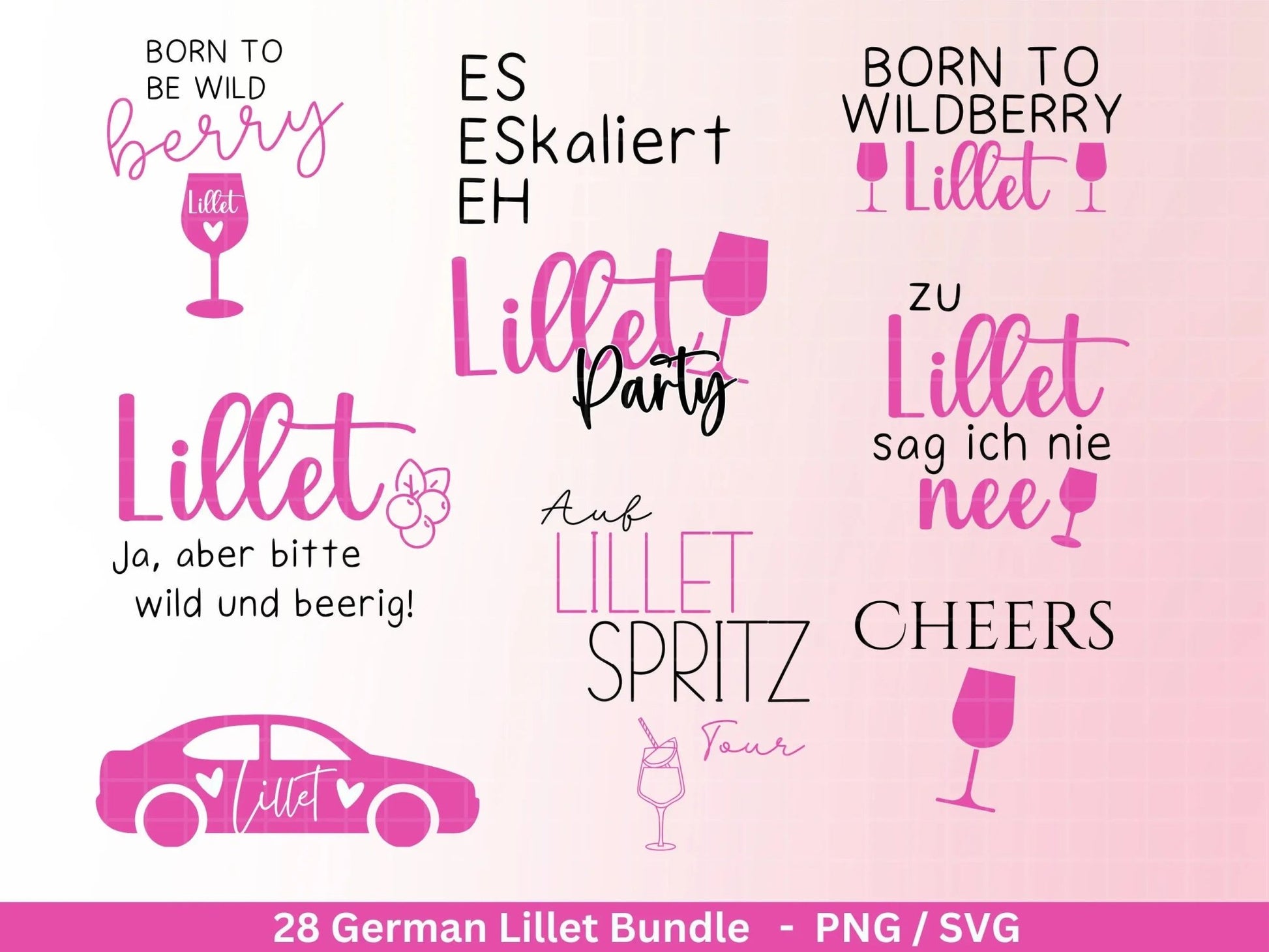 German Lillet svg png Bundle - Wildberry Lillet svg - Alcohol svg - Cricut Silhouette Studio Plotterdatei SVG - Digital - Shirt Design svg