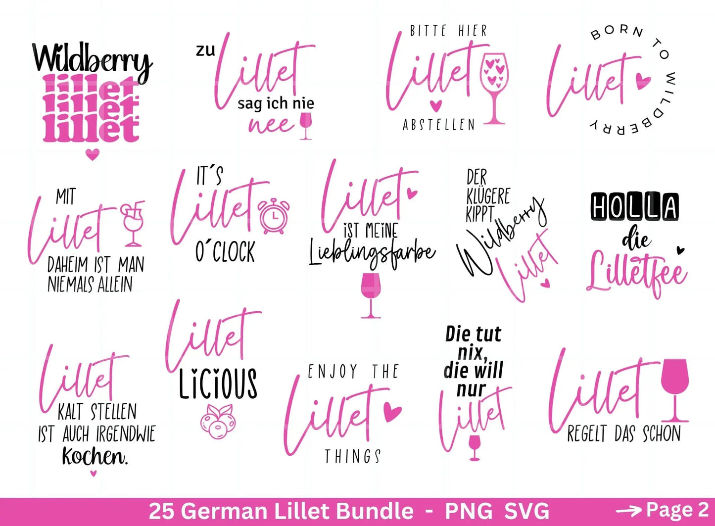 German Lillet svg png Bundle - Wildberry Lillet svg - Alcohol svg - Cricut Silhouette Studio Plotterdatei SVG - Digital - Shirt Design svg