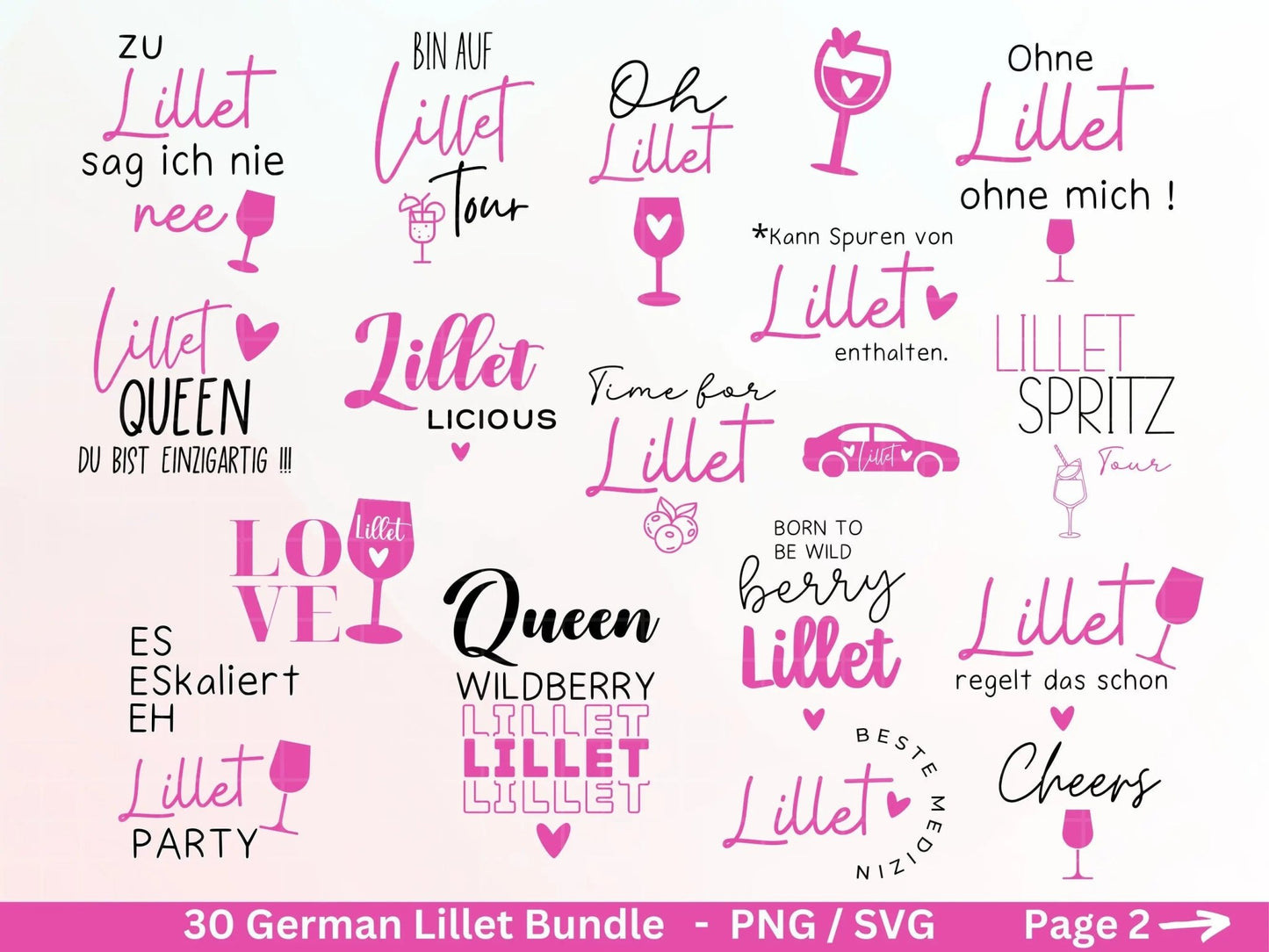 German Lillet svg png Bundle - Wildberry Lillet svg - Alcohol svg - Cricut Silhouette Studio Plotterdatei SVG - Digital - Shirt Design svg