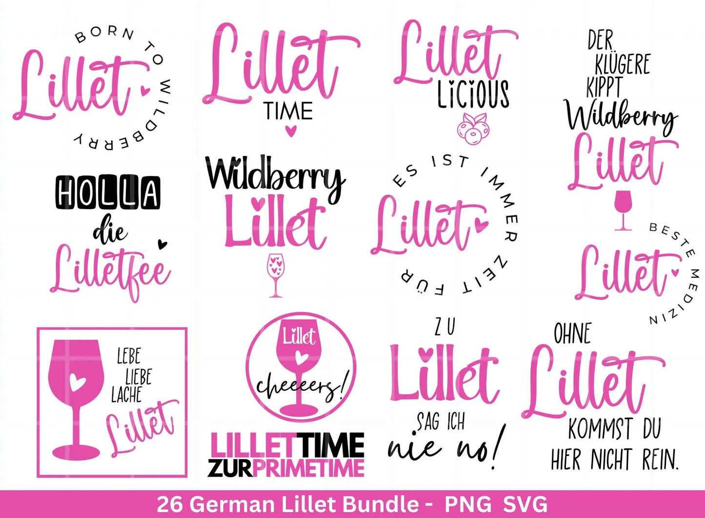 German Lillet svg png Bundle - Wildberry Lillet svg - Alcohol svg - Cricut Silhouette Studio Plotterdatei SVG - Digital - Shirt Design svg