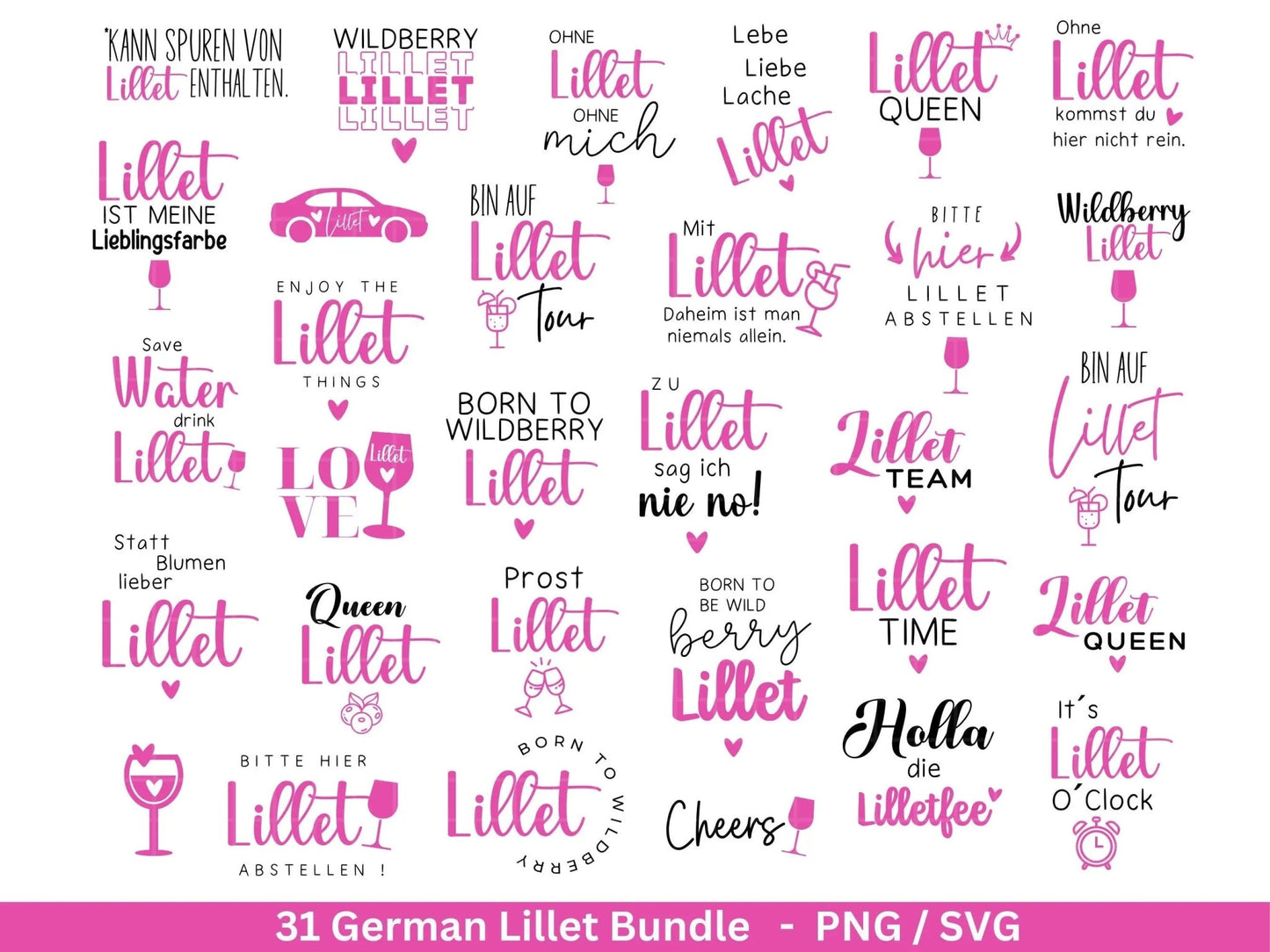 German Lillet svg png Bundle - Wildberry Lillet svg - Alcohol svg - Cricut Silhouette Studio Plotterdatei SVG - Digital - Shirt Design svg