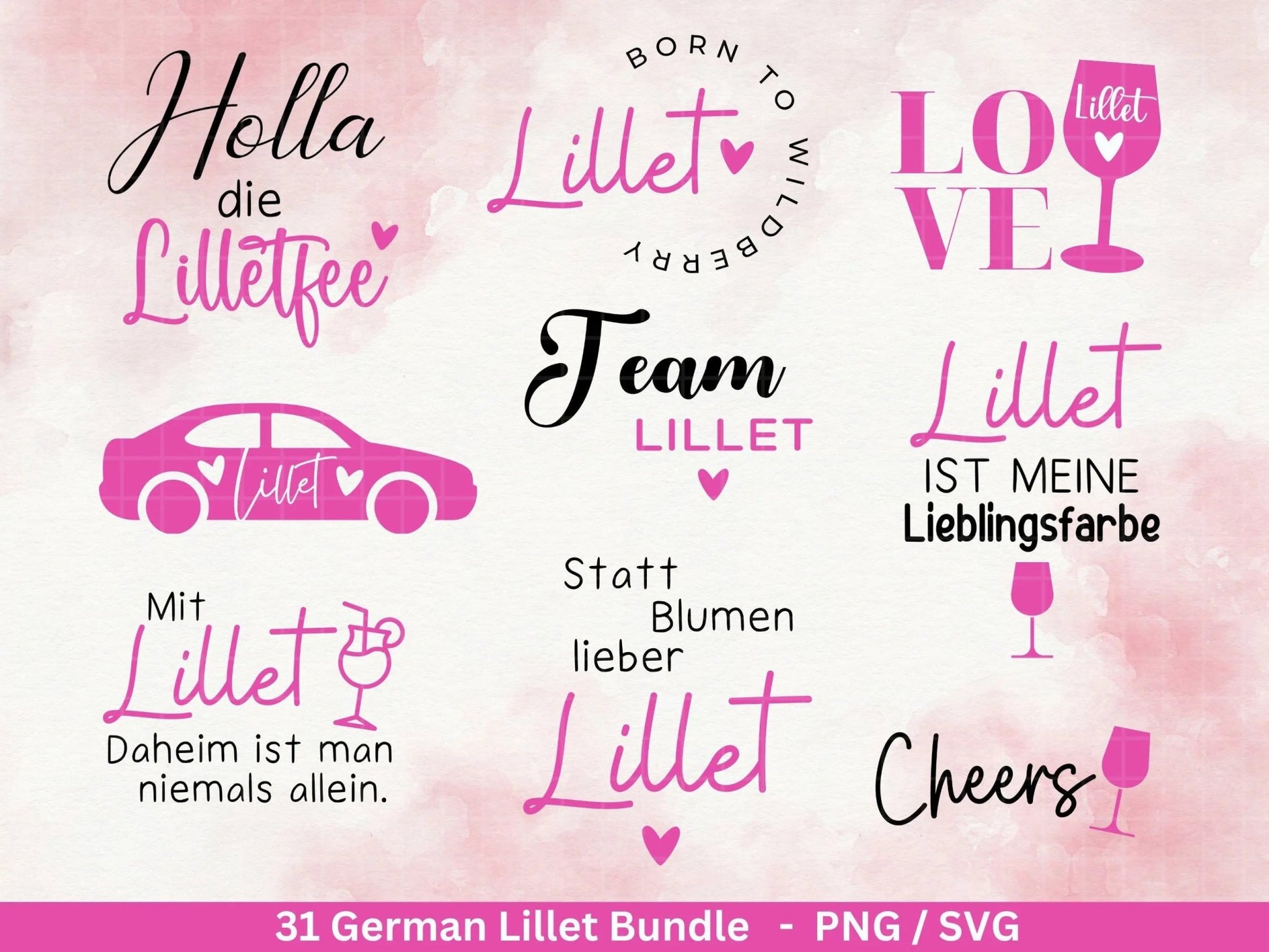 German Lillet svg png Bundle - Wildberry Lillet svg - Alcohol svg - Cricut Silhouette Studio Plotterdatei SVG - Digital - Shirt Design svg