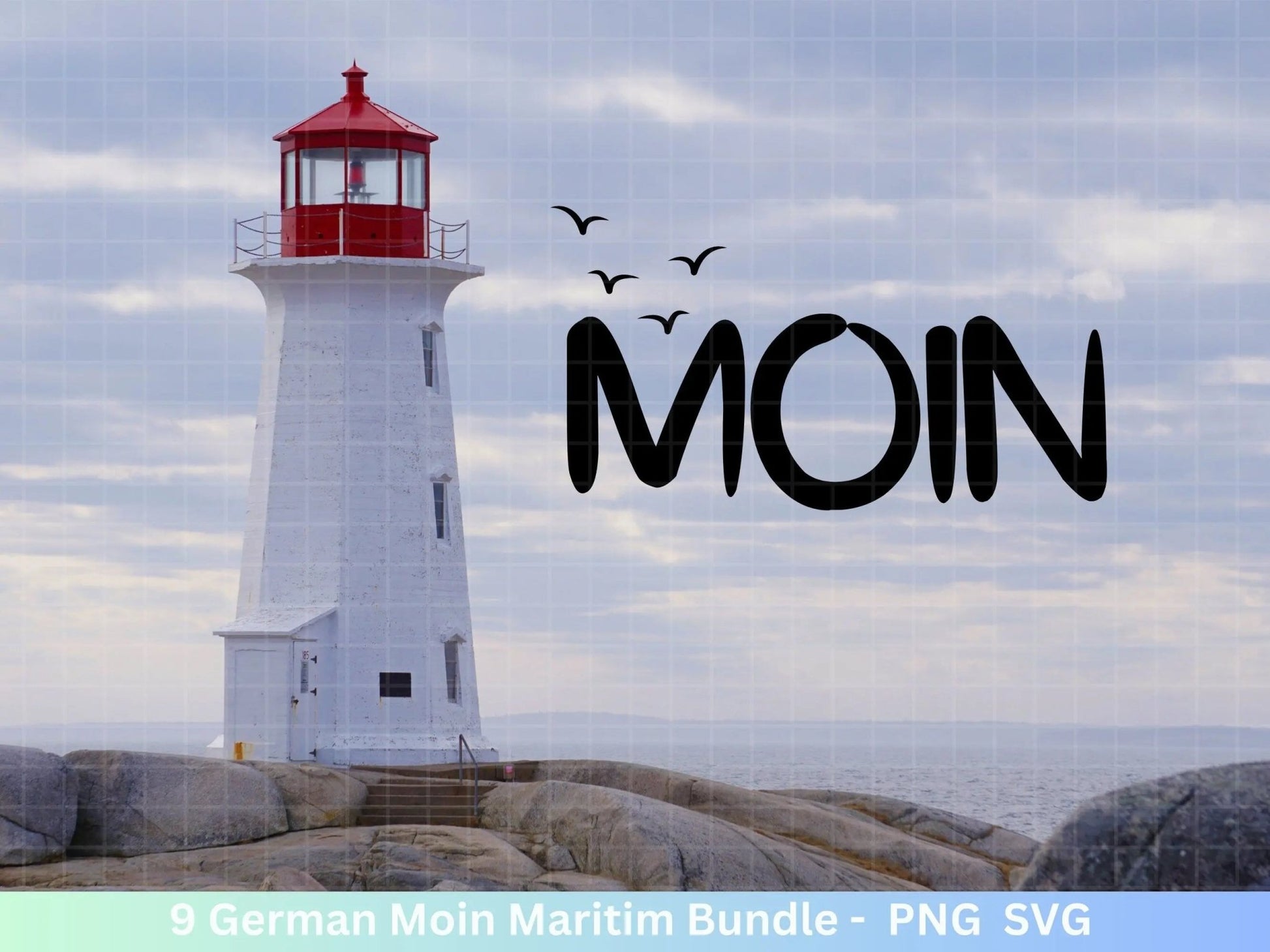 German Moin Plotterdatei Bundle - Maritim svg - Nautical Clipart - Leuchtturm svg - Möwen svg - Wilkommen im Norden svg - Cricut - Design