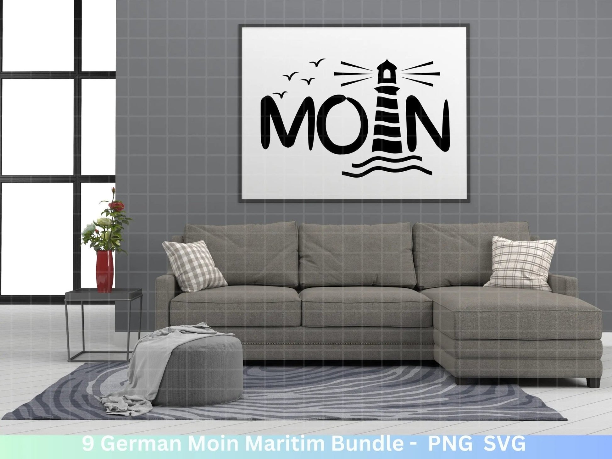 German Moin Plotterdatei Bundle - Maritim svg - Nautical Clipart - Leuchtturm svg - Möwen svg - Wilkommen im Norden svg - Cricut - Design