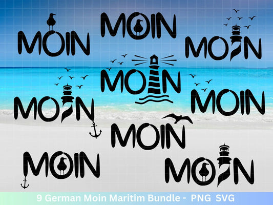 German Moin Plotterdatei Bundle - Maritim svg - Nautical Clipart - Leuchtturm svg - Möwen svg - Wilkommen im Norden svg - Cricut - Design