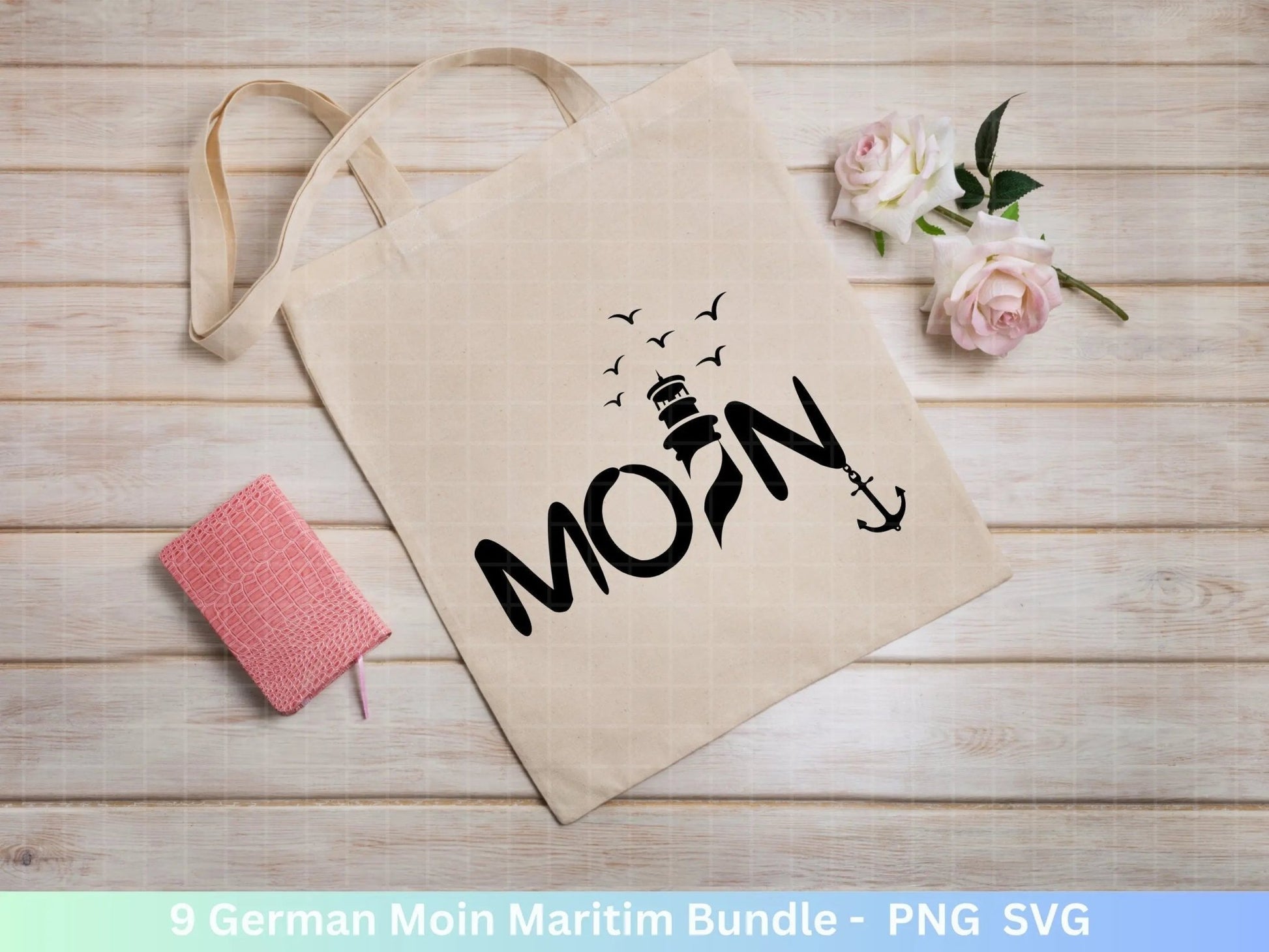 German Moin Plotterdatei Bundle - Maritim svg - Nautical Clipart - Leuchtturm svg - Möwen svg - Wilkommen im Norden svg - Cricut - Design