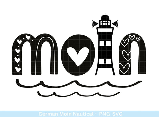 German Moin Plotterdatei - Maritim svg - Nautical Clipart - Leuchtturm svg - Möwen svg - Wilkommen im Norden svg - Cricut Silhouette Studio