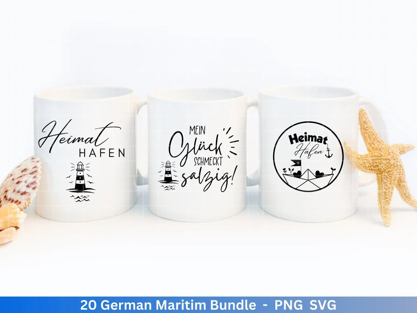 German Nautical Bundle - Moin Plotterdatei - Maritim svg - Nautical Clipart - Leuchtturm svg - Möwen svg - Wilkommen im Norden svg - Cricut