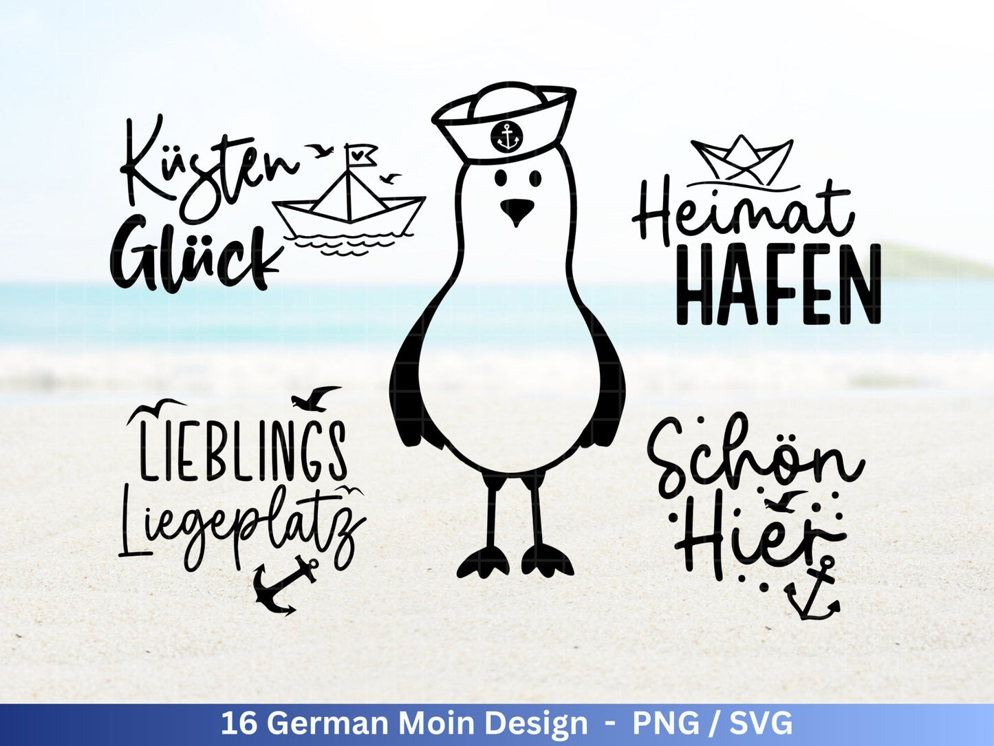 German Nautical Bundle - Moin Plotterdatei - Maritim svg - Nautical Clipart - Leuchtturm svg - Möwen svg - Wilkommen im Norden svg - Cricut