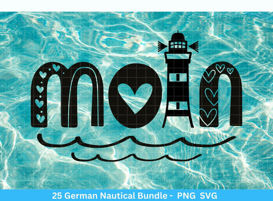 German Nautical Bundle - Moin Plotterdatei - Maritim svg - Nautical Clipart - Leuchtturm svg - Möwen svg - Wilkommen im Norden svg - Cricut